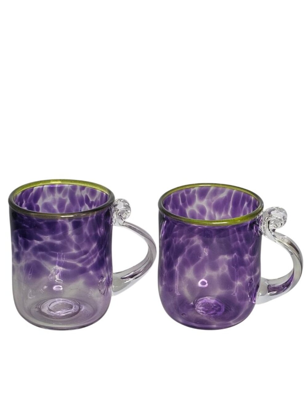 2 Vtg 1994 Signed Hand Blown Art Glass Mugs Pacific Northwest Studio Glass Polly - Picture 9 of 11